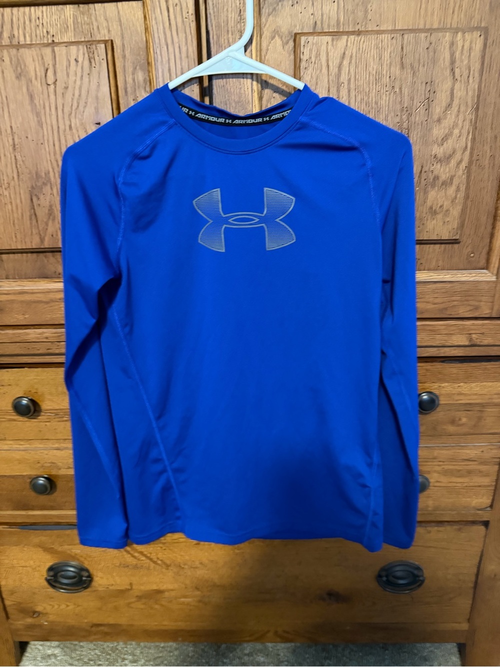 Under Armour Youth XL HeatGear Fitted Long Sleeve Shirt Blue